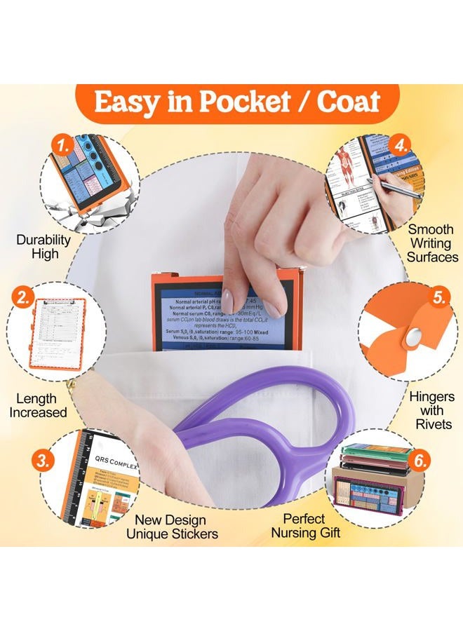 NECEG Nursing Clipboard - Foldable, 4 Layers Aluminum, Orange, Letter Size, Holds Up to 40 Sheets, With Medical Cheat Sheets - Image 3