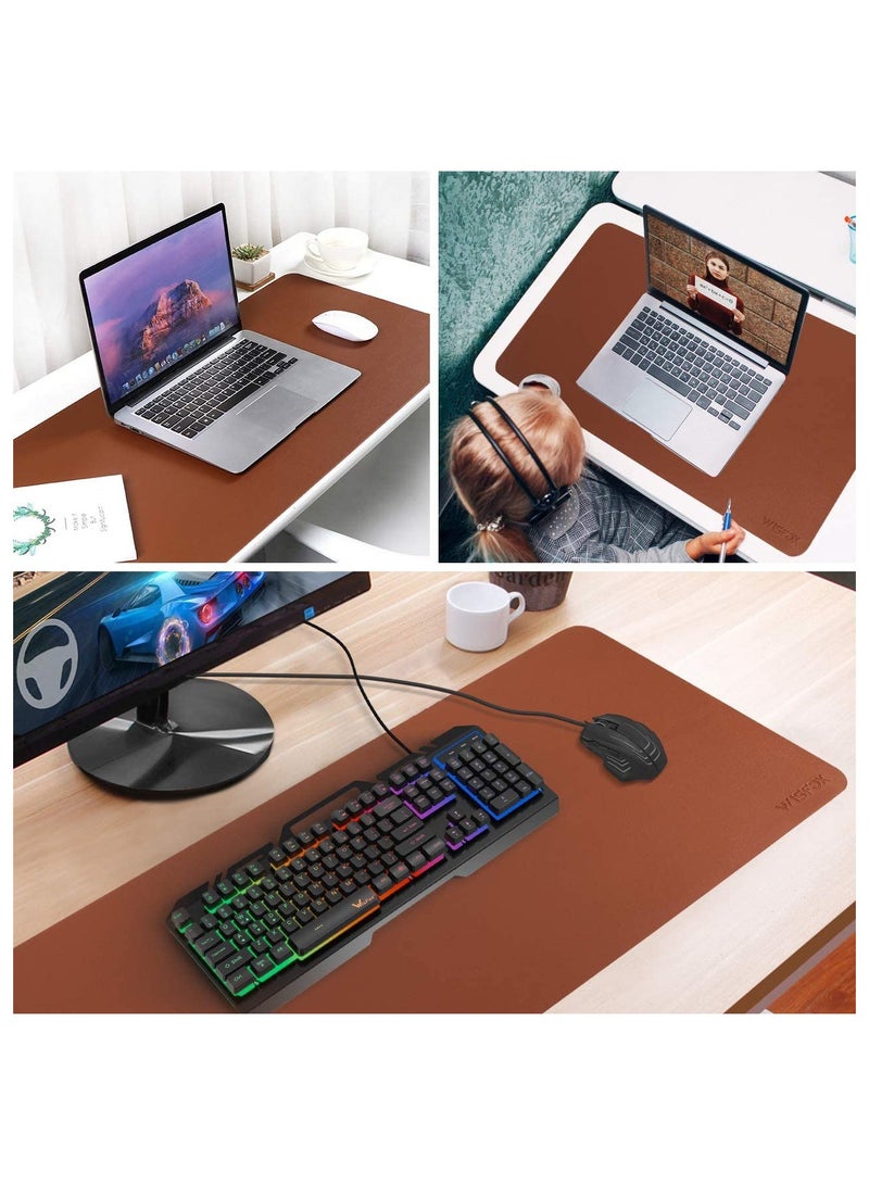 YONK Large Desk Pad, Non Slip PU Leather Desk Mouse Pad Waterproof Desk Pad Protector, Dual Side Use Desk Writing Mat for Office Home, 80cm x 40cm - Image 3