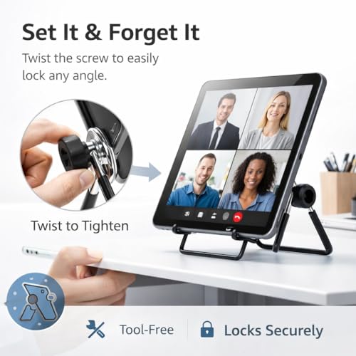 Mizi Adjustable Tablet Stand Holder – Foldable Non-Slip Desk Cradle for 9–12.9" Tablets, iPad, Samsung Galaxy Tab, Kindle Fire & More – Multi-Angle Display Stand for Tablets, Photos & Frames – Black - Image 3