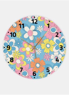 Acrylic Battery Operated Wall Clock with Flowers Design, For Home, Living Room, Office, Decor
