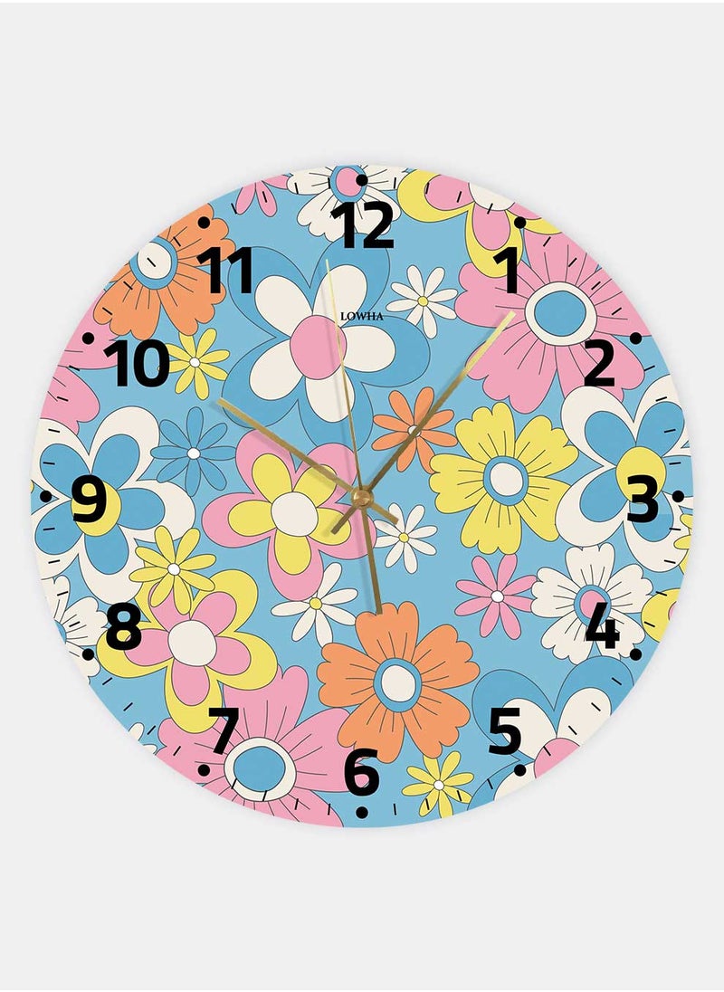LOWHA - Acrylic Battery Operated Wall Clock with Flowers Design, For Home, Living Room, Office, Decor - Image 1