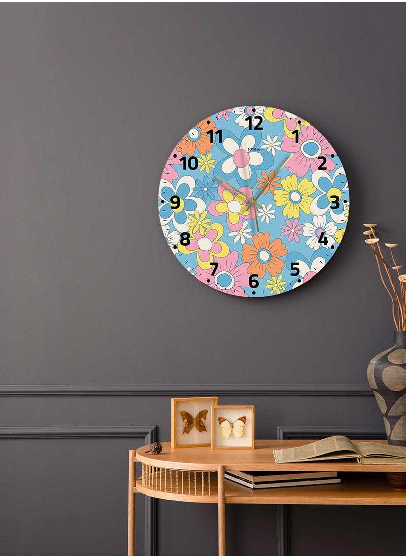 LOWHA - Acrylic Battery Operated Wall Clock with Flowers Design, For Home, Living Room, Office, Decor - Image 1