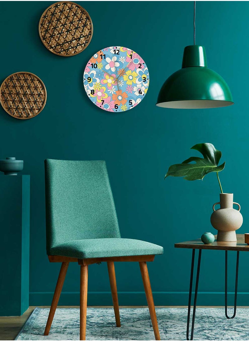 LOWHA - Acrylic Battery Operated Wall Clock with Flowers Design, For Home, Living Room, Office, Decor - Image 1