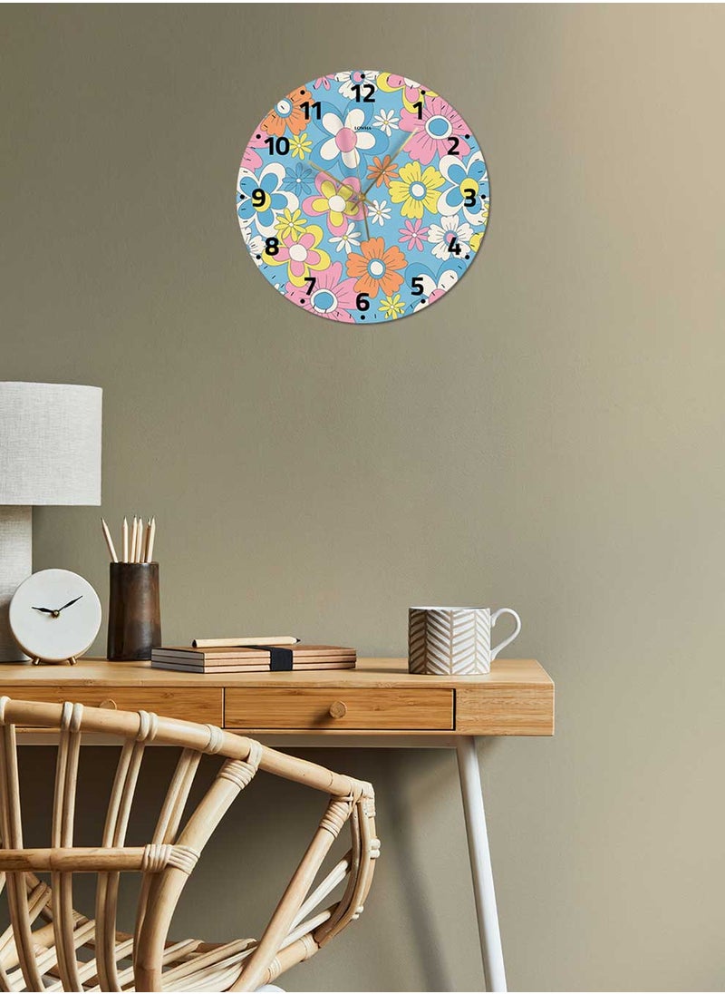 LOWHA - Acrylic Battery Operated Wall Clock with Flowers Design, For Home, Living Room, Office, Decor - Image 1