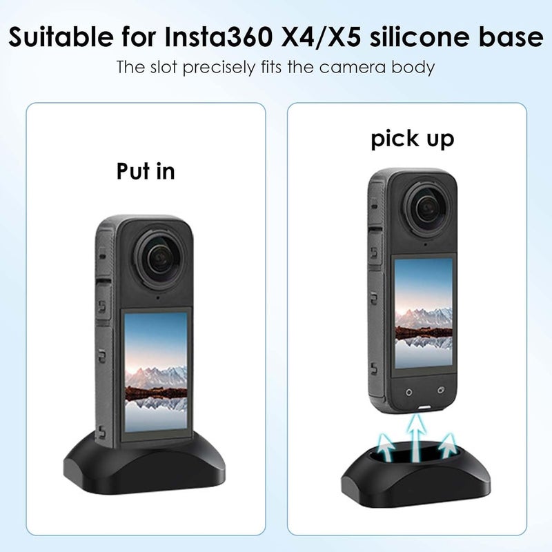 SYOSI Case for Insta-360 X5, PU Hard Shell Carrying Case with Stand Base, Silicone Desktop Mount, Small Camera Bag with Wrist Strap and Carabiner for Sports Camera Storage and Travel - Image 5