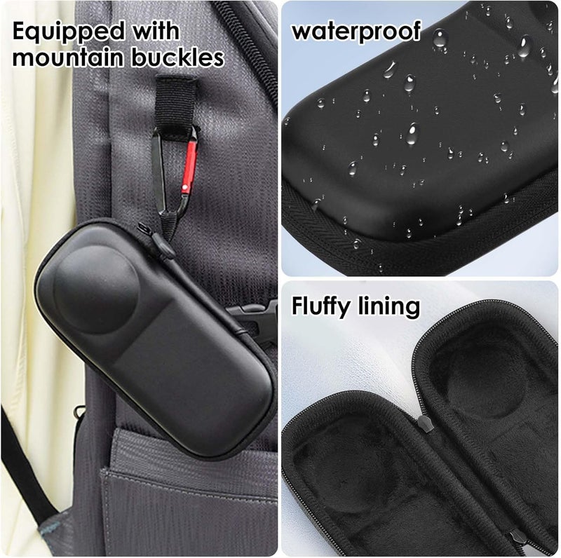 SYOSI Case for Insta-360 X5, PU Hard Shell Carrying Case with Stand Base, Silicone Desktop Mount, Small Camera Bag with Wrist Strap and Carabiner for Sports Camera Storage and Travel - Image 2