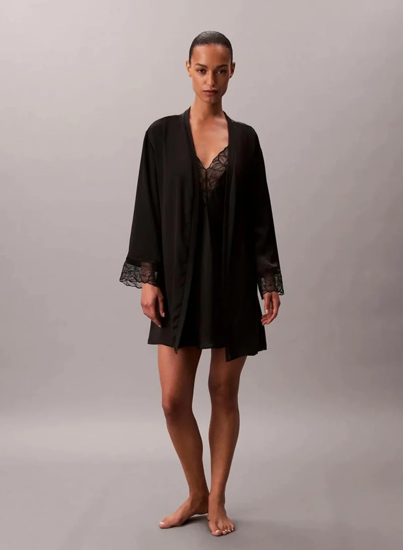 Satin Silk Bathrobe - CK Black