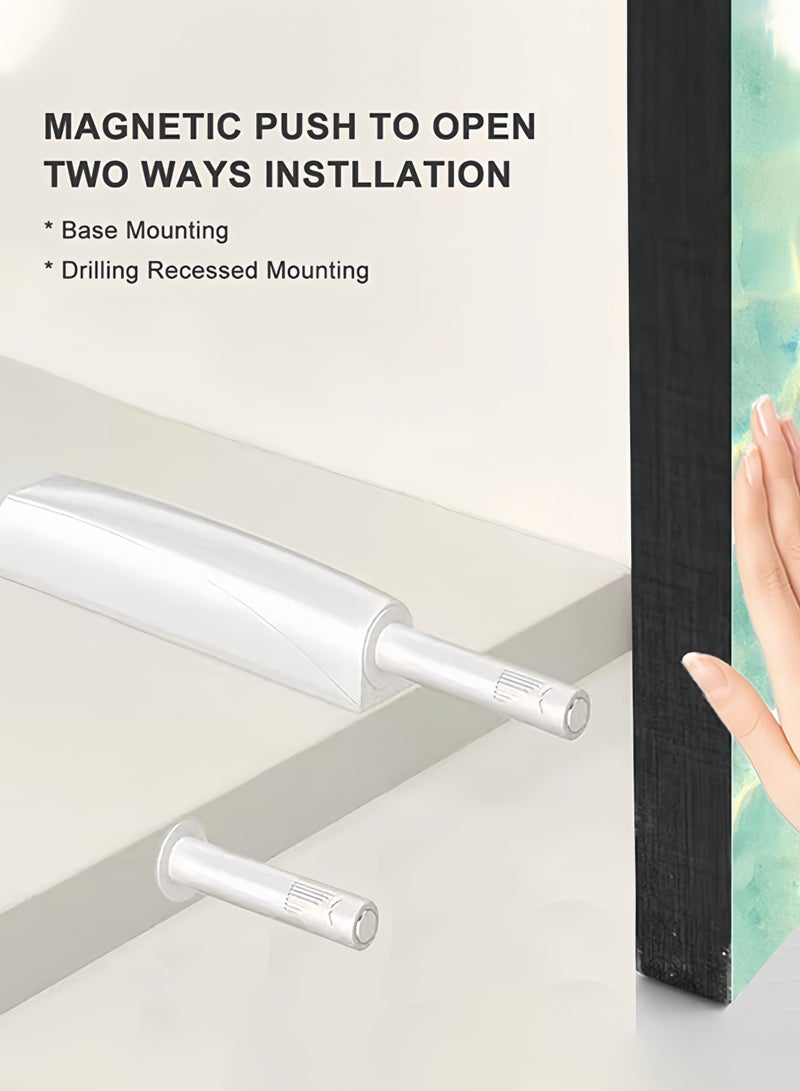 Sweet Life 4 Pack Push to Open Door Latch Cabinet Hardware Magnetic Push Latches & Lock for Push Release Drawer Pull Tip on Closet Close Touch Locking Strong Pop Out, White - Image 3