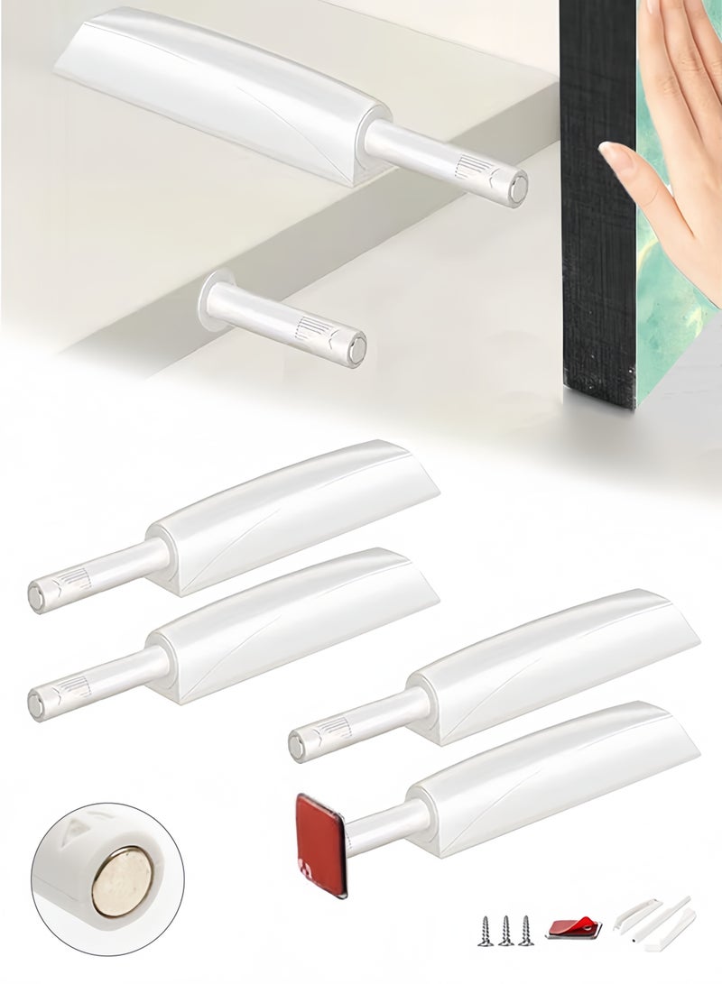Sweet Life 4 Pack Push to Open Door Latch Cabinet Hardware Magnetic Push Latches & Lock for Push Release Drawer Pull Tip on Closet Close Touch Locking Strong Pop Out, White - Image 1
