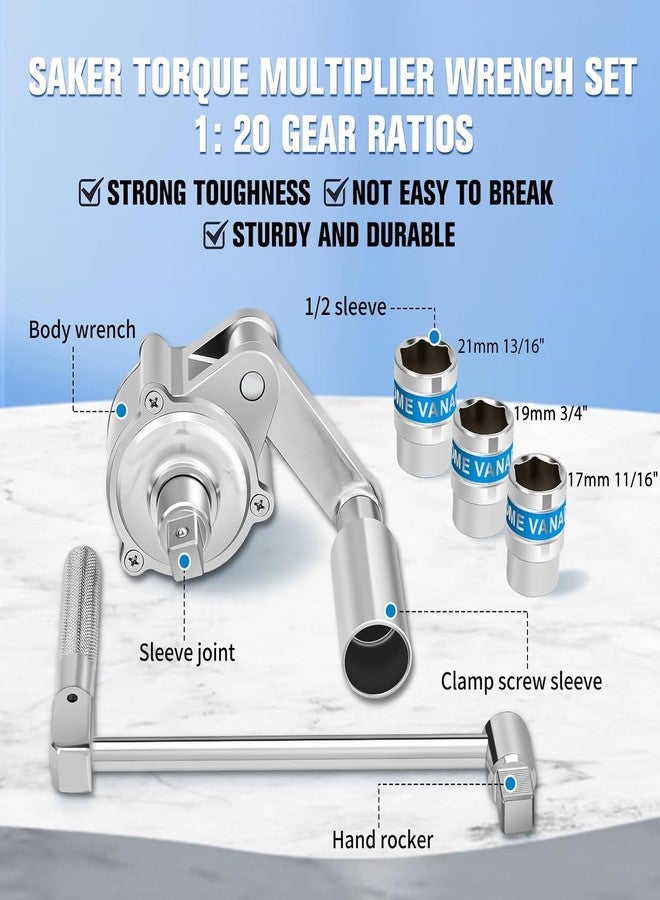 Saker Torque Multiplier Wrench Set-Heavy Duty Labor-Saving Nut Disassembly Tool with 11/16" 3/4”13/16", 17mm/19mm/21mm Sockets Perfect for Loosening Car Tire Lug Nuts - Image 3
