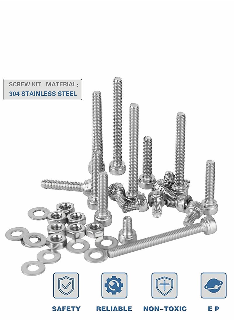 SYOSI - 1110pcs M3 Stainless Steel Screws Bolts Nuts Lock and Flat Gasket Washers Assortment Kit Precise Metric Screws and Nuts Set with 1Piece Hex Keys for Free included Tool Box - Image 1