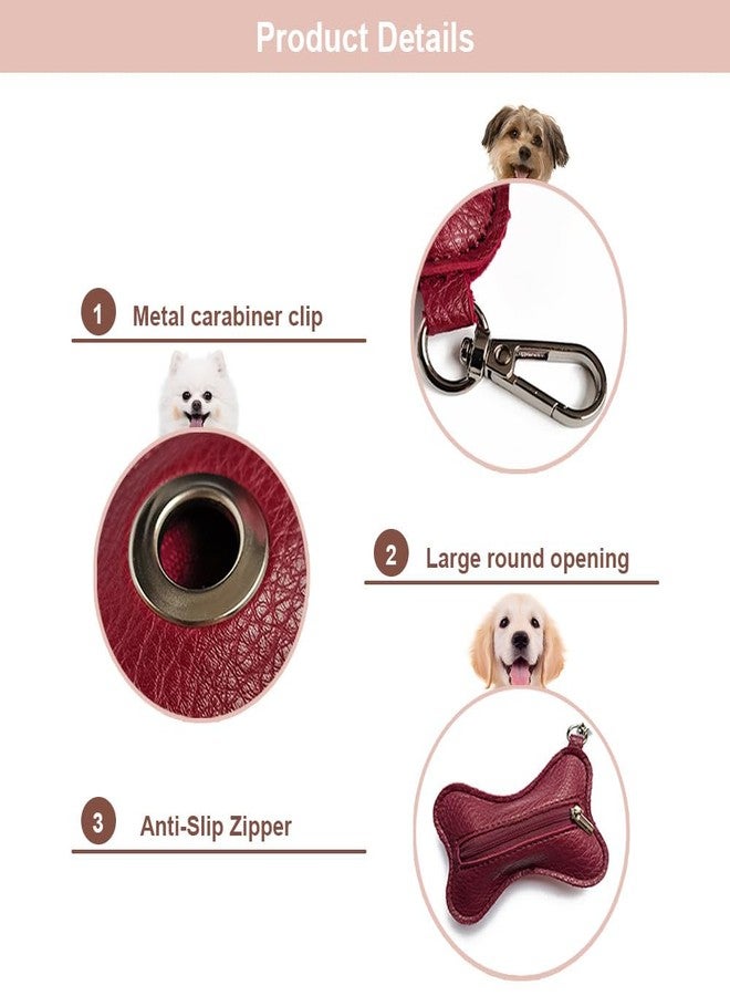 DONGKER Dog Poop Bag Holder,Leather Dog Waste Bag Dispenser Zipered Pouch with Carabiner Clip Attached to Any Leashes for Walking Outdoor Travelling(No Poo Bags Include) - Image 2