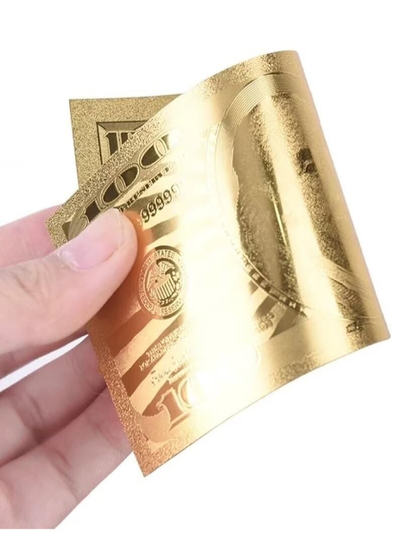 MissTiara - 20 Pcs Gold 100 Dollar Bills, 24k Gold Leaf Bills for Party Banknotes Album Money Home Decoration,Prop Money Full Print 2 Sided Motion Picture Money Dollar Bills Realistic Money Stacks - Image 1