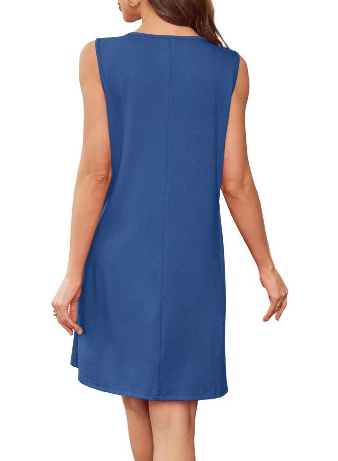 BKRIVE Summer Dresses for Women Sleeveless Lace Crewneck Sundress (S-3XL), Dusty Blue, S - Image 5