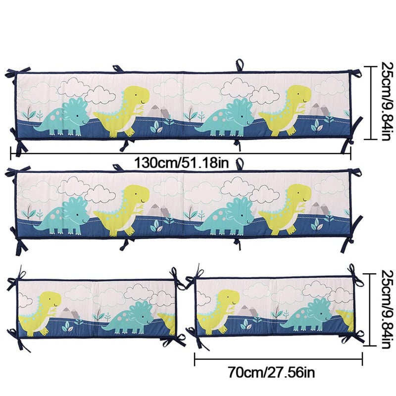 Breathable Mesh Crib Liner: 4 Pieces 130*25cm & 70*25cm Soft Cotton - Baby Safe Anti-Bumper for Full-Size Four-Sided Slatted Cribs Nursery Bedroom - Image 5