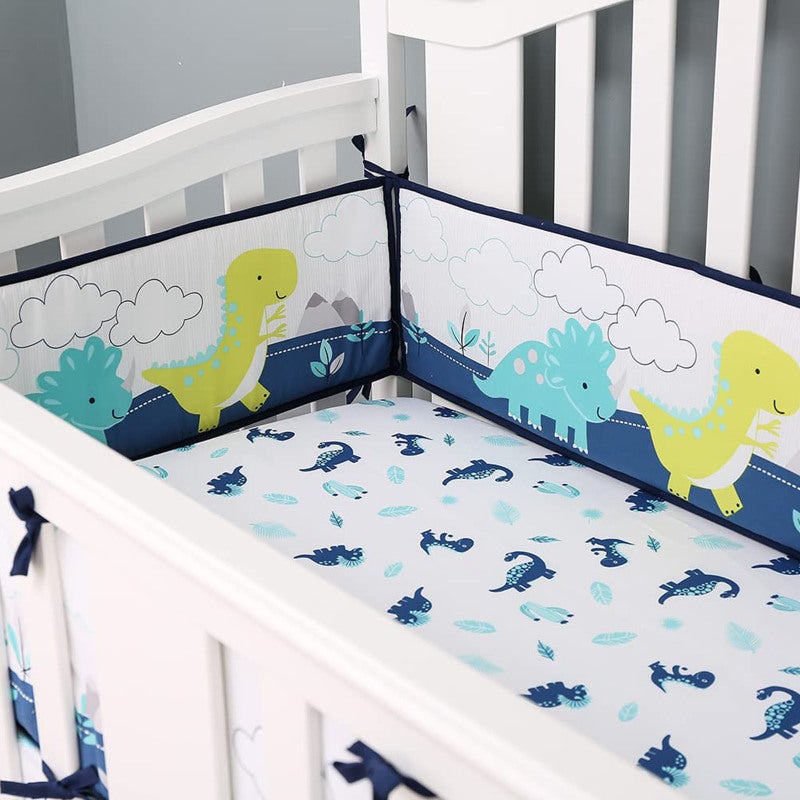 Breathable Mesh Crib Liner: 4 Pieces 130*25cm & 70*25cm Soft Cotton - Baby Safe Anti-Bumper for Full-Size Four-Sided Slatted Cribs Nursery Bedroom - Image 2