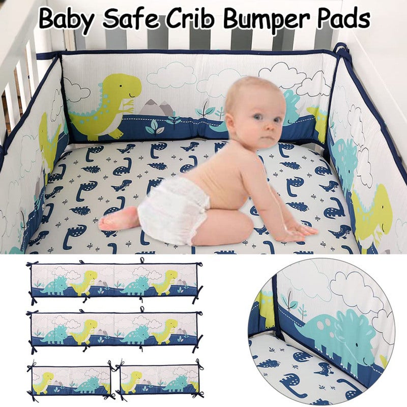 Breathable Mesh Crib Liner: 4 Pieces 130*25cm & 70*25cm Soft Cotton - Baby Safe Anti-Bumper for Full-Size Four-Sided Slatted Cribs Nursery Bedroom - Image 4