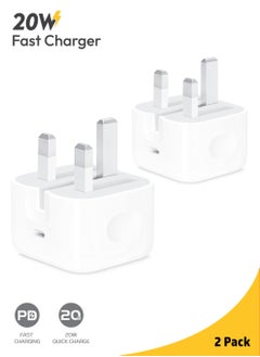 2 Pack, 20W PD USB-C Fast Charger | Super-Fast Charging Adapter | Compact & Travel-Friendly | Intelligent Safety Chip | Compatible with iPhone 8-16, iPads & More
