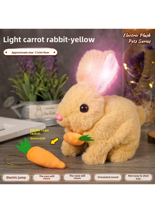 Children's Simulated Teddy Rabbit Electric Pet Dog Plush Walking Barking Toy Electronic Pet Dog Toy-Color:Light Radish Rabbit ]-Specifications:Tow Rope Bell Battery Screwdriver  - Image 1