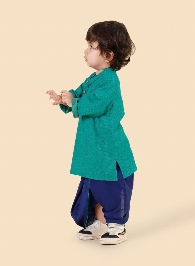 Fabindia Blue Cotton 2Pc Dhoti Set - Image 3