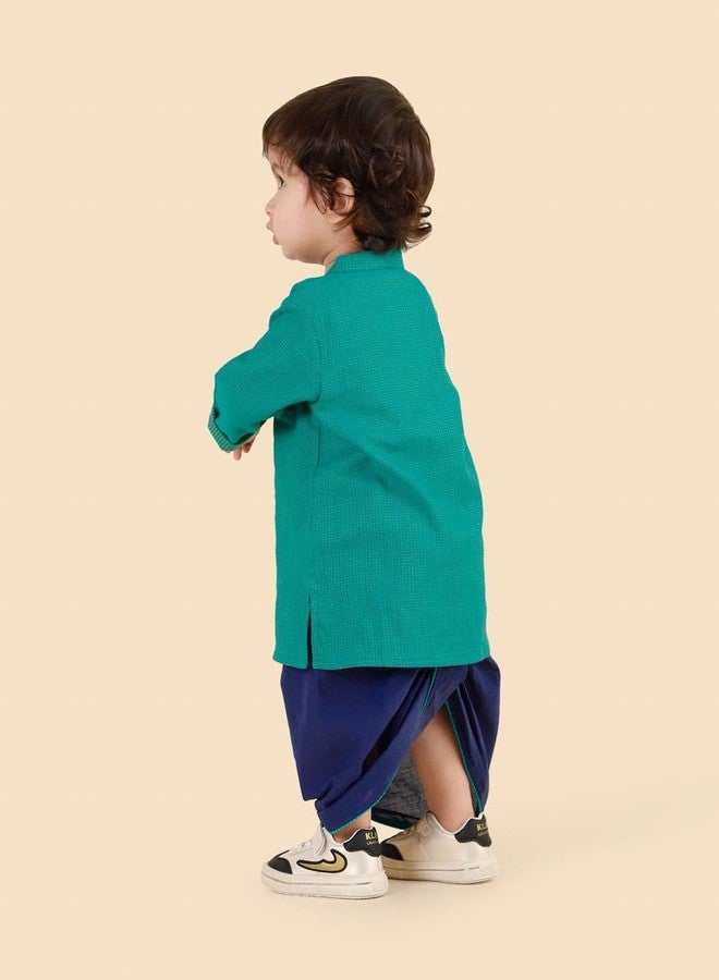 Fabindia Blue Cotton 2Pc Dhoti Set - Image 4