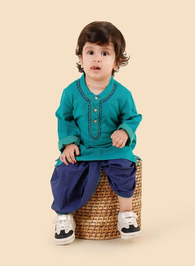 Fabindia Blue Cotton 2Pc Dhoti Set - Image 5
