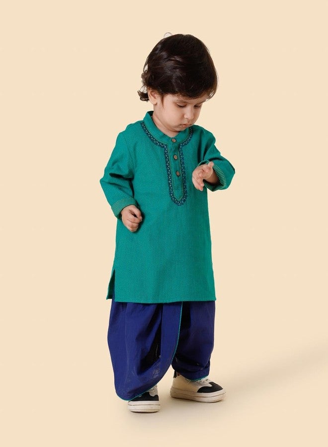 Fabindia Blue Cotton 2Pc Dhoti Set - Image 2