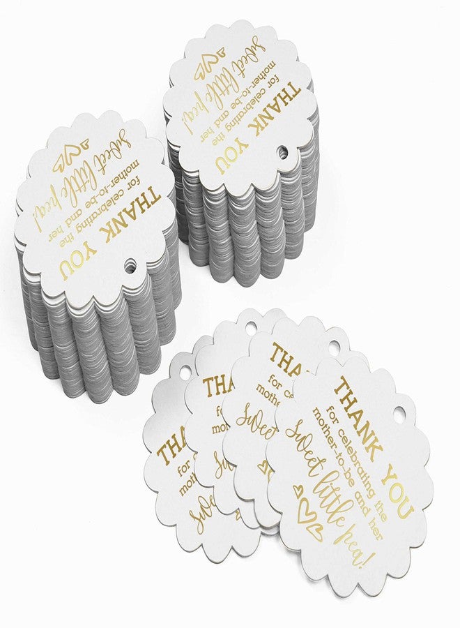 Inkdotpot Pack of 100 Gold Foil Paper Tags Thank You for Celebrating The Mother to Be Baby Shower Favor Hang Tags - Image 3