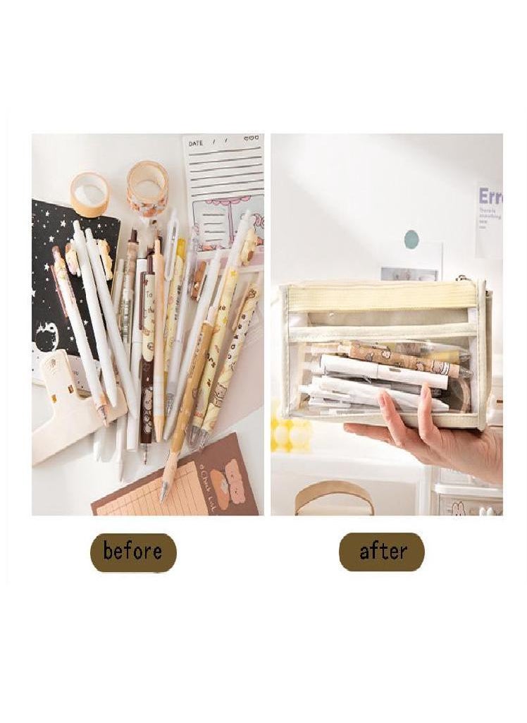 Eckek - 1PC Aesthetic Six Layer Pen Storage Bag Large Capacity Stationery Supplies Pencil Case Transparent - Image 1