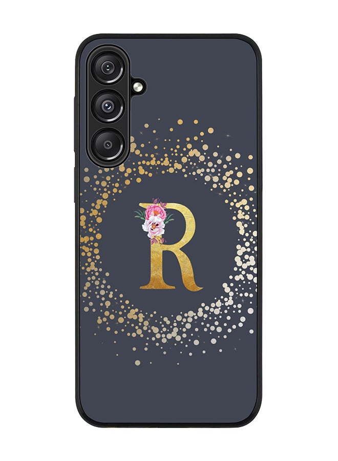 Stylizedd For Samsung Galaxy A16 / A16 5G Case,Slim fit Camera Protection, Shockproof Thin Phone cover - Custom Monogram Floral - R (Grey ) - Image 1