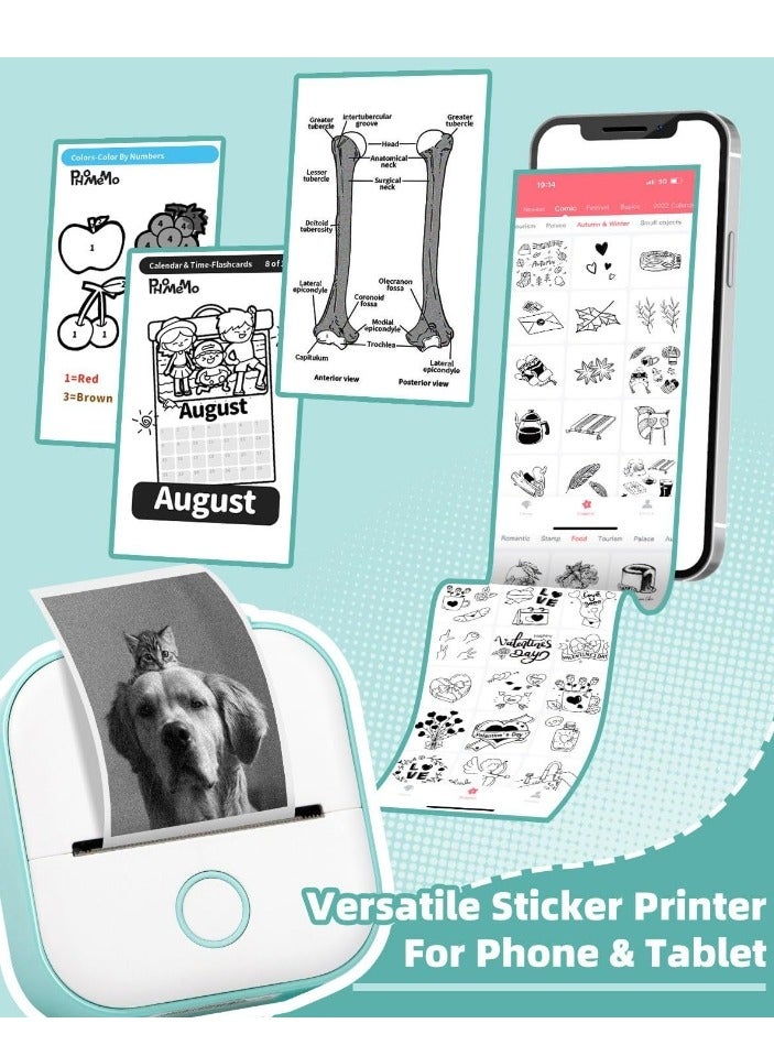 phomemo Wireless Sticker Label Maker - Portable Thermal Label Printer - Mini Printer Compatible with Android and iOS - Bluetooth Label Maker for Study, Work, Office, Kitchen, DIY, Gifts（white+green） - Image 3