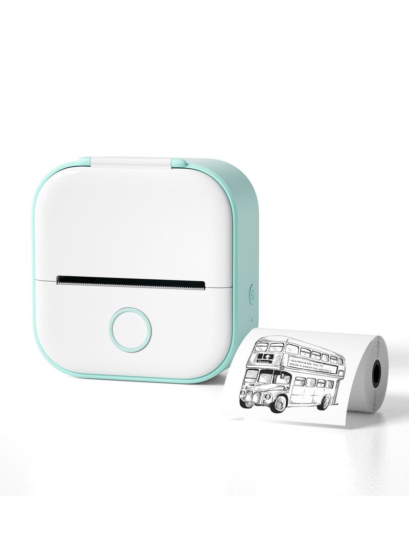 phomemo Wireless Sticker Label Maker - Portable Thermal Label Printer - Mini Printer Compatible with Android and iOS - Bluetooth Label Maker for Study, Work, Office, Kitchen, DIY, Gifts（white+green） - Image 1