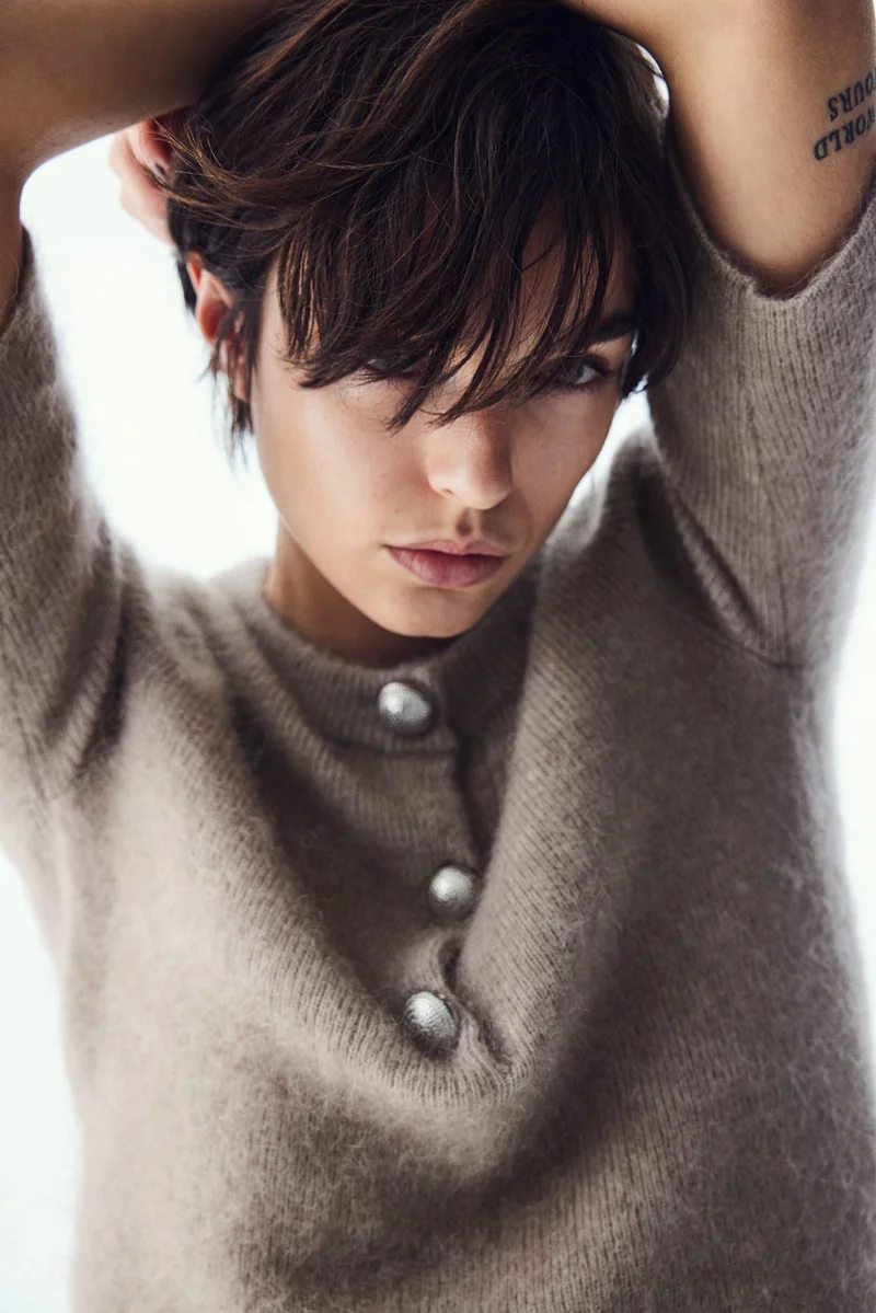 H&M Mohair-blend button-detail top