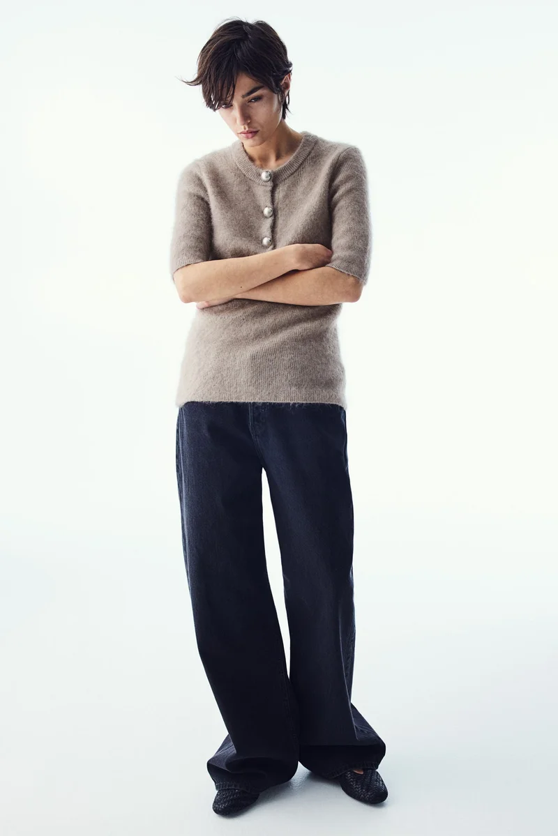 H&M Mohair-blend button-detail top