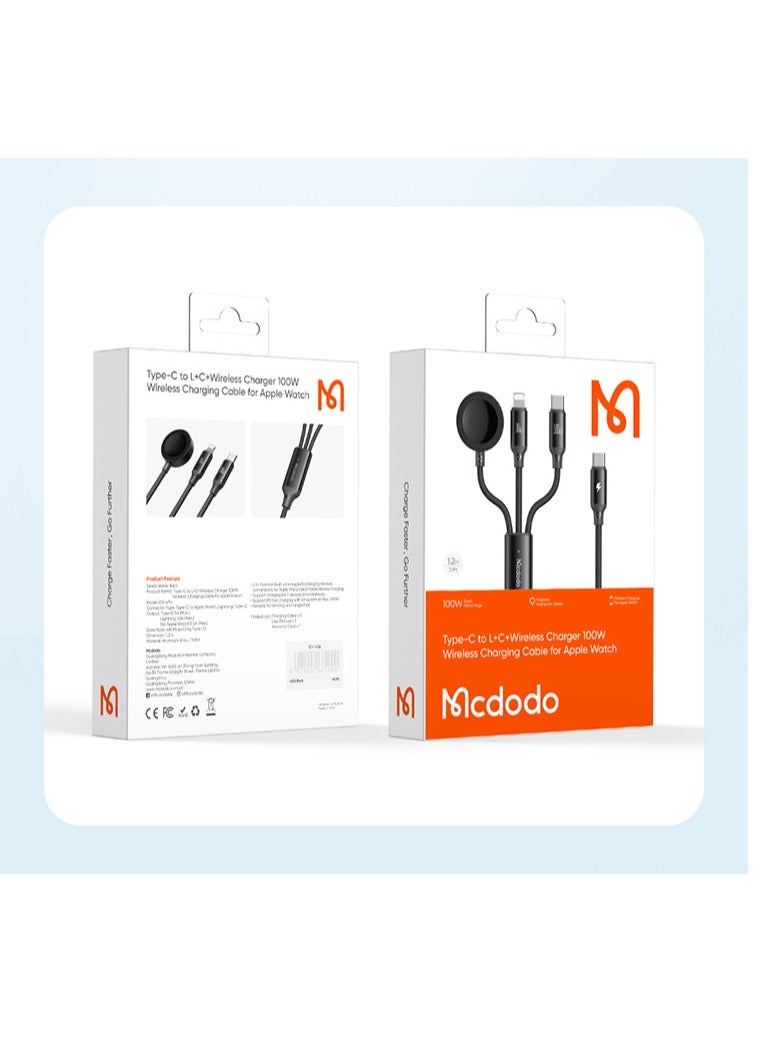 Mcdodo CA-494 3 in 1 100w Lightning Wireless Charger For Apple Watch and Phone - Image 2