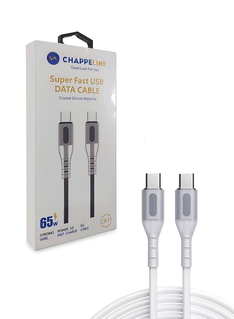 CHAPPELINE CA11 Super Fast Type-C Data Cable, 65W Charging Cable - White - Image 1