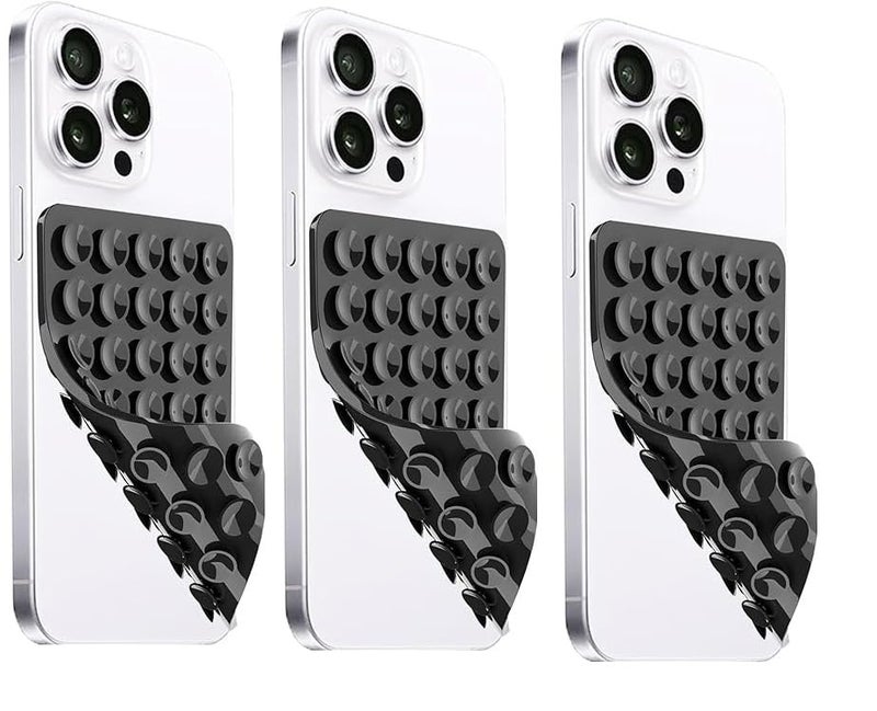 ClickCase عبوة من 3 حاملات هواتف قابلة للفك مع أكواب شفط مزدوجة الجوانب، 28 كوب شفط قوي لجميع الهواتف الذكية، حامل هاتف بدون استخدام اليدين لالتقاط الصور والفيديوهات (أسود 3 عبوات) - Image 1