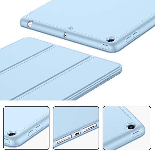 iMieet iPad 9th Generation Case 2021/iPad 8th Generation Case 2020 10.2 Inch with Pencil Holder, iPad 7th Gen 2019 Case with Soft Baby Skin Silicone Back, Auto Wake/Sleep Cover (Sky Blue) - Image 4