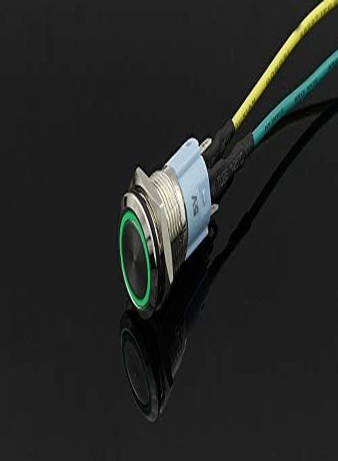 Robodo 12 mm Momentary Type High Head Round Stainless Steel Metal Push Button Switch LED Light (Green) - Image 2