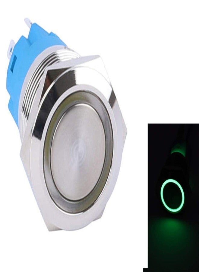 Robodo 12 mm Momentary Type High Head Round Stainless Steel Metal Push Button Switch LED Light (Green) - Image 1