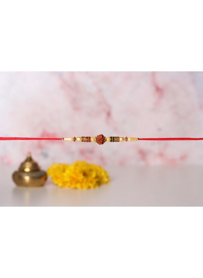 CHERKRAFT CHERKRAFT Rudraksha Rakhi Set of 2 for Brother Rakshabandhan Rakhies Thread - 109  - Image 4