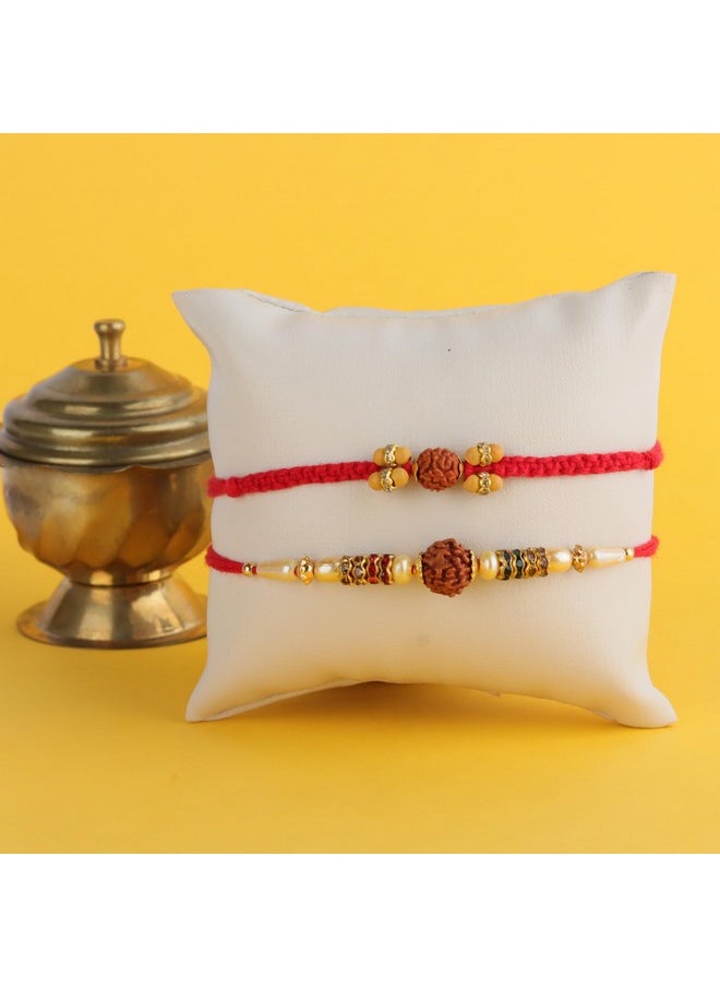 CHERKRAFT CHERKRAFT Rudraksha Rakhi Set of 2 for Brother Rakshabandhan Rakhies Thread - 109  - Image 2