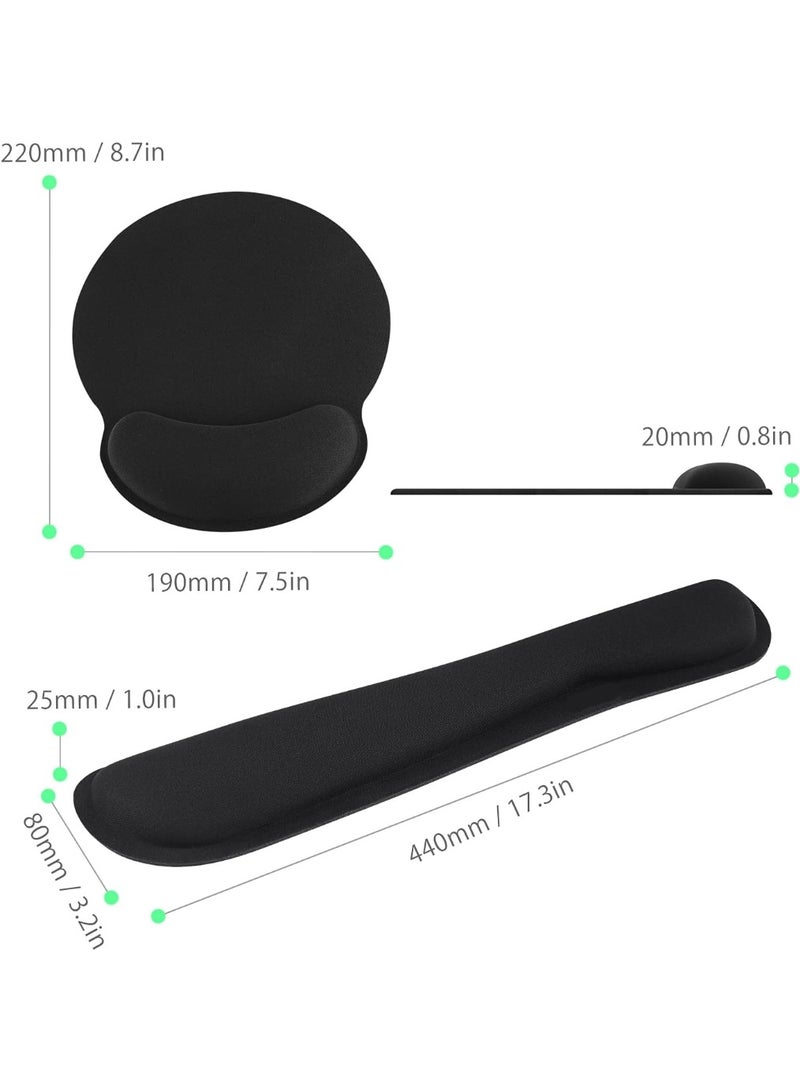 NANAO Keyboard Wrist Rest Mouse Mat Set, Ergonomic Keyboard Wrist Support Memory Foam Mouse Mat with Wrist Cushion Support for Computer and Laptop Home Office Gaming (Black) - Image 5