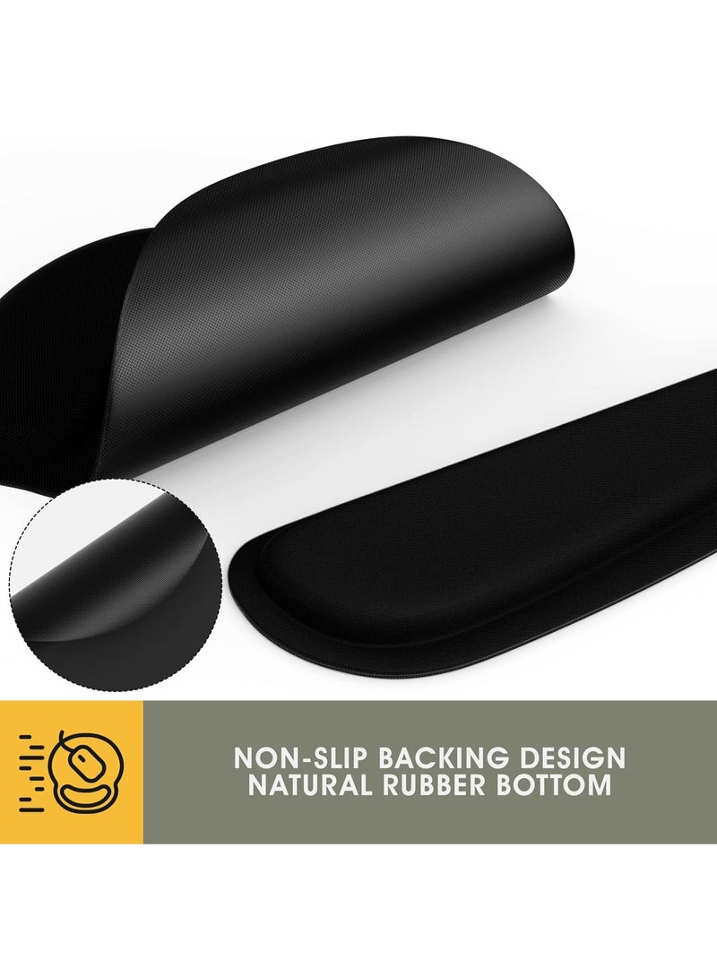 NANAO Keyboard Wrist Rest Mouse Mat Set, Ergonomic Keyboard Wrist Support Memory Foam Mouse Mat with Wrist Cushion Support for Computer and Laptop Home Office Gaming (Black) - Image 3