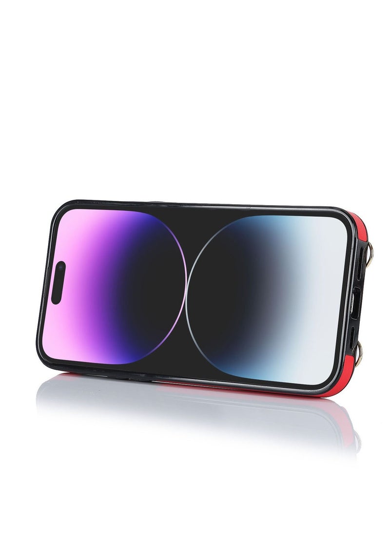 Suteni Flip Cover Crossbody Band Card Slots Leather Phone Case for iPhone - Image 2