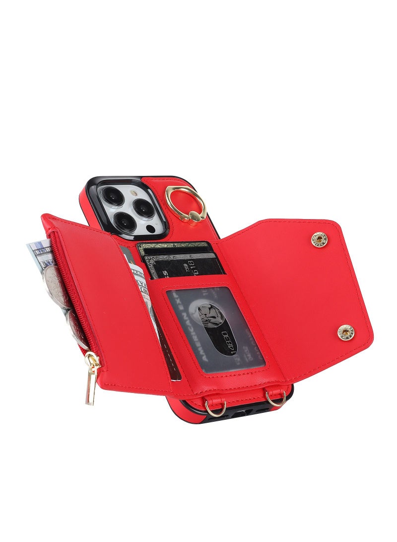 Suteni Flip Cover Crossbody Band Card Slots Leather Phone Case for iPhone - Image 3