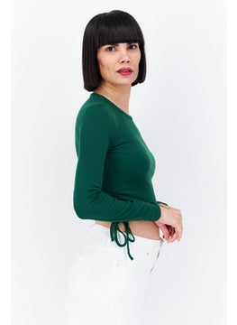 Don't Call Me Jennyfer Women Round Neck Long Sleeve  Knitted Top, Green  - Image 2
