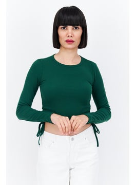 Don't Call Me Jennyfer Women Round Neck Long Sleeve  Knitted Top, Green  - Image 1