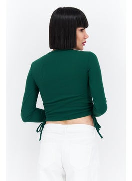 Don't Call Me Jennyfer Women Round Neck Long Sleeve  Knitted Top, Green  - Image 3