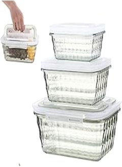 Generic 3 Pack Food Storage Containers with Lids and Handles BPA Free Plastic Airtight Food Storage Containers - Leakproof Kitchen Storage Containers Set (Green) 